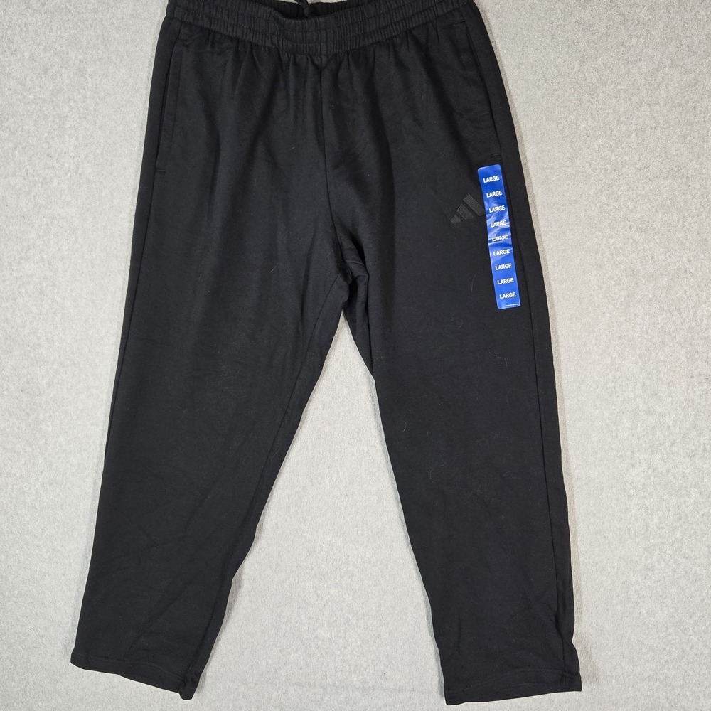 Adidas Men Pants L Black Sweatpants M FL Pant Logo 28" Inseam Drawstring NWT